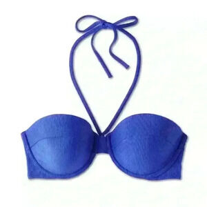 NWT SHADE & SHORE Lightly Lined Ribbed Halter Bikini Top